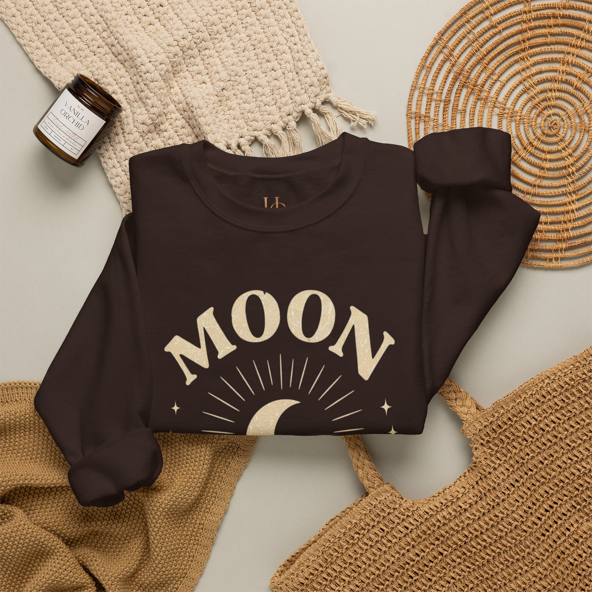Moon Tribe Crewneck Sweatshirt — Celestial Moon Graphic Pullover - Jewel Tones — alternate product view 16