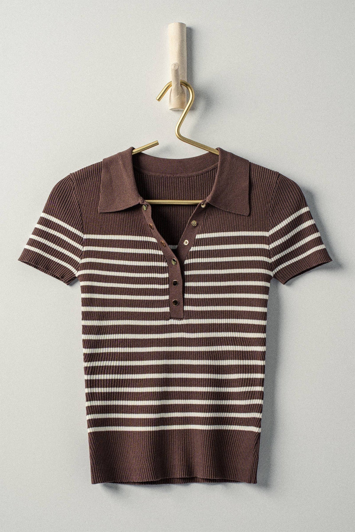 Boho Stripe Ribbed Snap Top - House of Caelo Athleisure Wear, Yoga Wear &  Women's Clothing