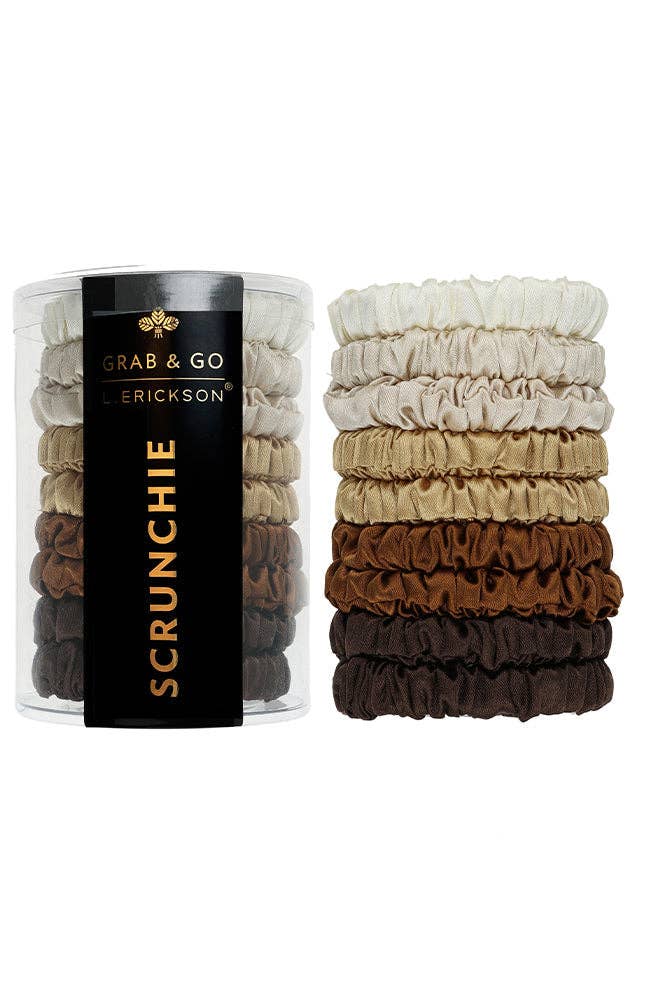 Grab & Go mini satin scrunchie tube in Fawn