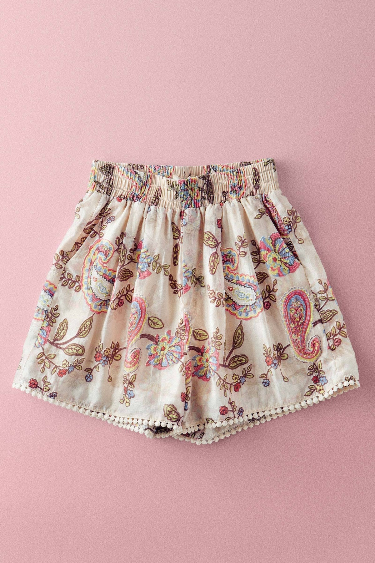 Boho Colorful Paisley Embroidered Smocked Shorts - Fitkitty Culture Athleisure Wear, Yoga Wear &  Women's Clothing