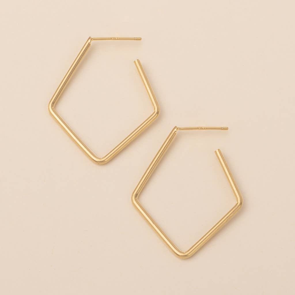 Orion Diamond-Shaped Gold Hoop Earrings — alternate product view 2