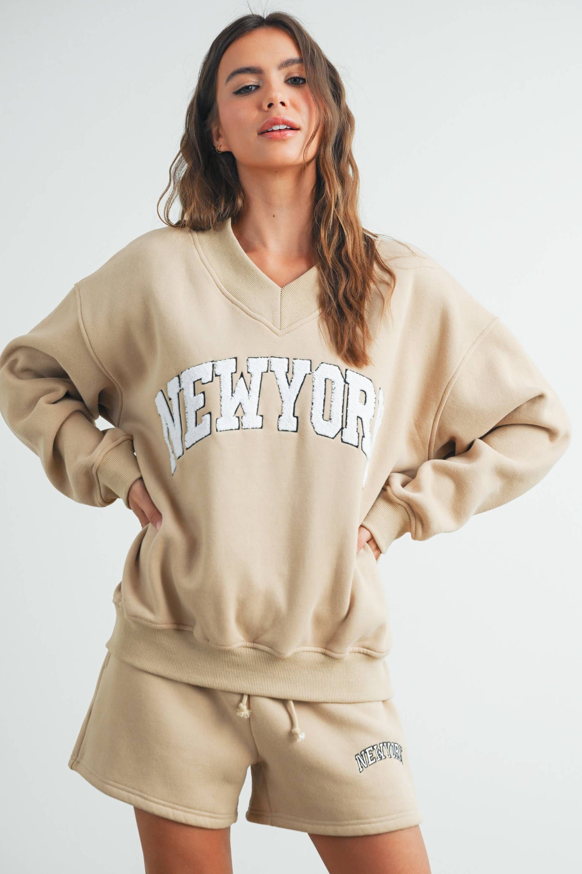 New York V-Neck Sweatshirt - House of Caelo Athleisure Wear, Yoga Wear &  Women's Clothing
