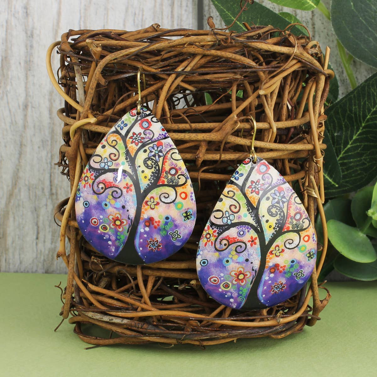 Whimsical Tree of Life Teardrop Earrings - House of Caelo Athleisure Wear, Yoga Wear &  Women's Clothing