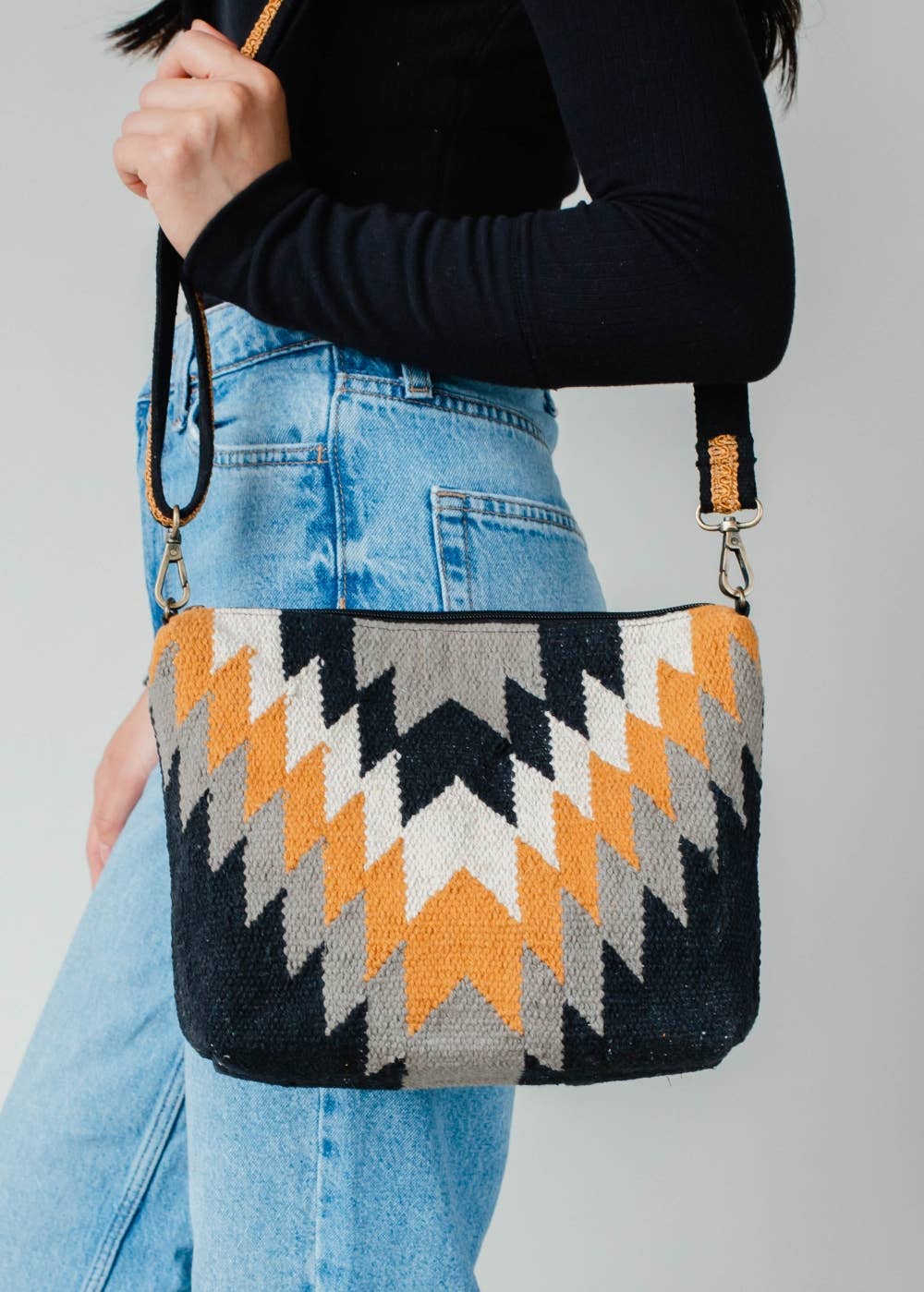 Black, Gray, Mustard & Cream Aztec Crossbody - House of Caelo Athleisure Wear, Yoga Wear &  Women's Clothing