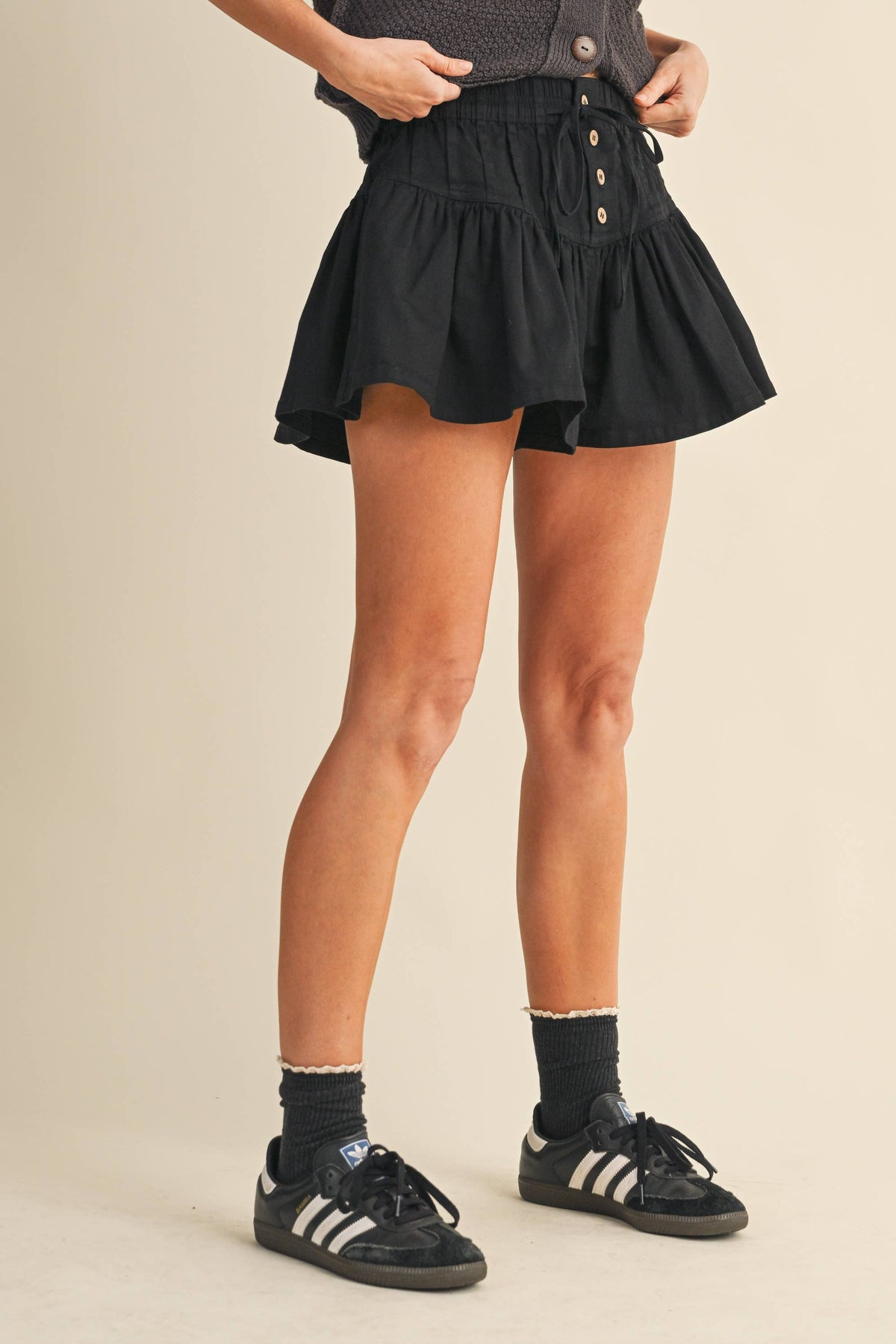IP1392-A TWILL FLARED SHORTS - Fitkitty Culture Athleisure Wear, Yoga Wear &  Women's Clothing