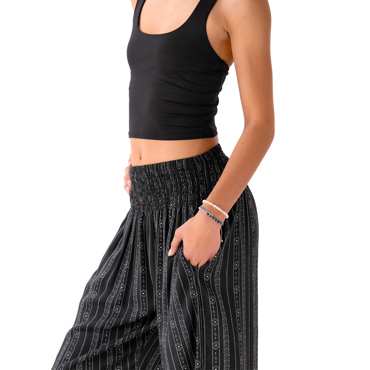 Akha Tribal Print Harem Pants with Pockets — alternate product view 4