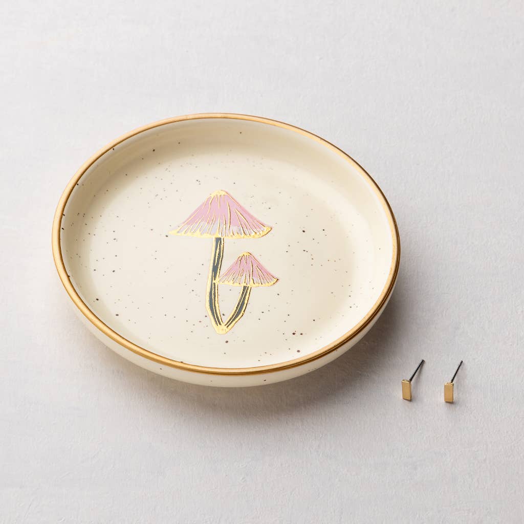 Jewelry Dish & Stud Earring Set - Mushroom/Oatmeal — main product image