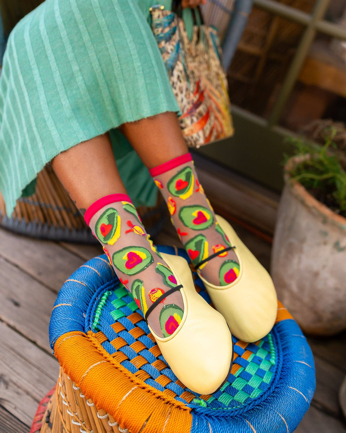 Sock Candy Avocado Lover Sheer Crew Sock
