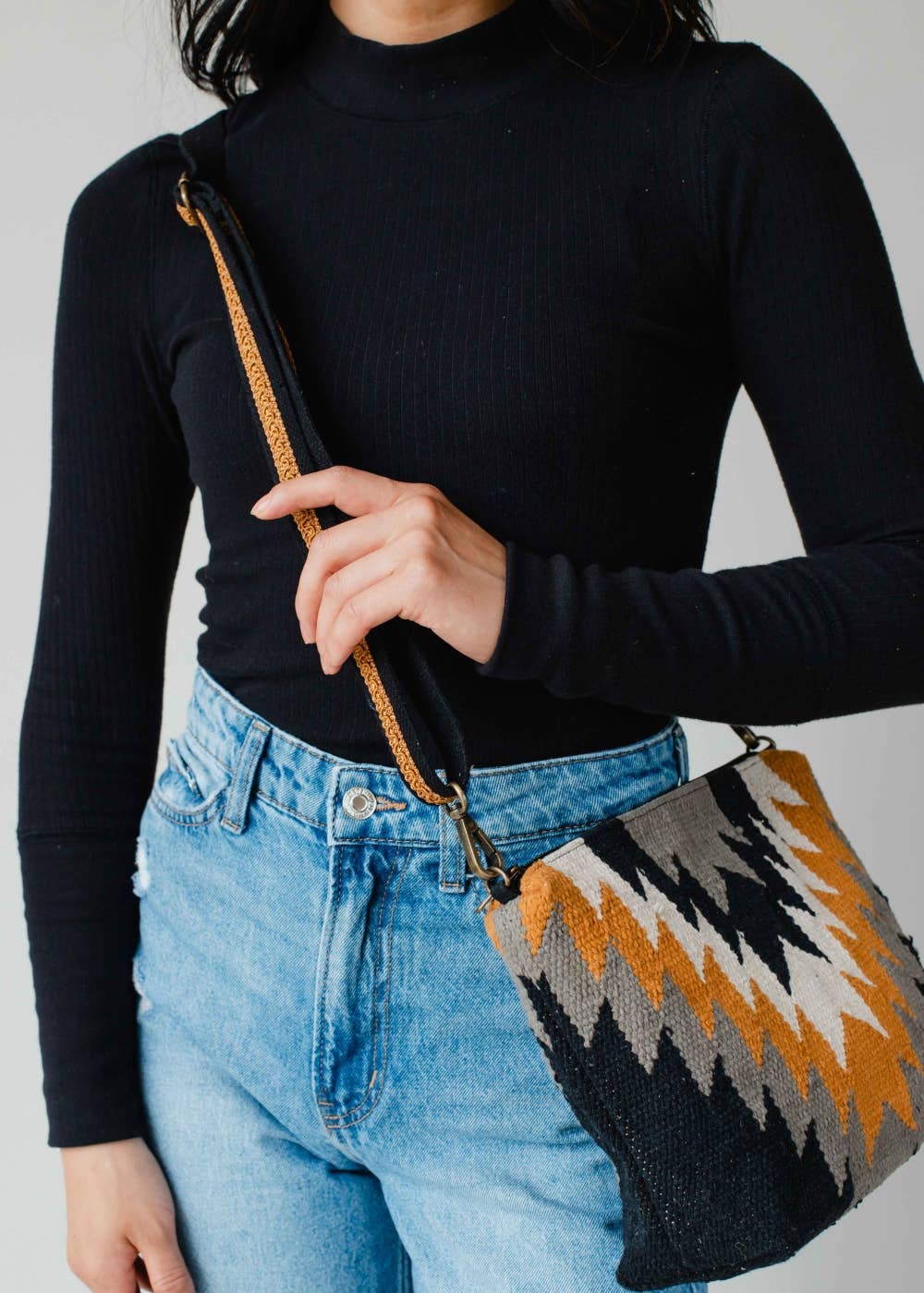 Black, Gray, Mustard & Cream Aztec Crossbody - House of Caelo Athleisure Wear, Yoga Wear &  Women's Clothing