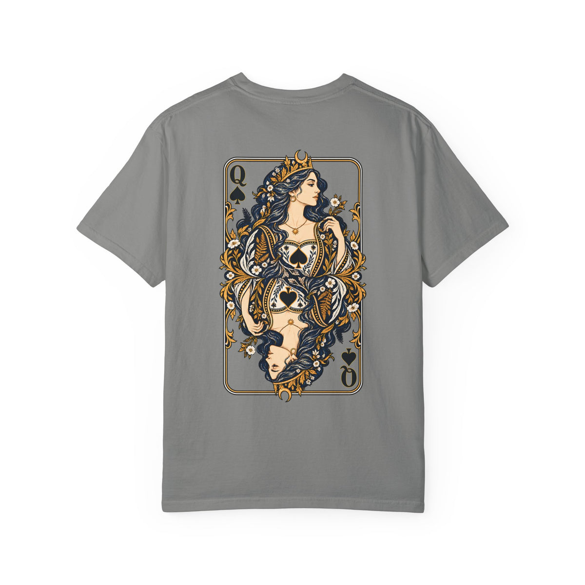 Queen of Spades Tee | Celestial Playing Card Back Print Garment-Dyed T-Shirt