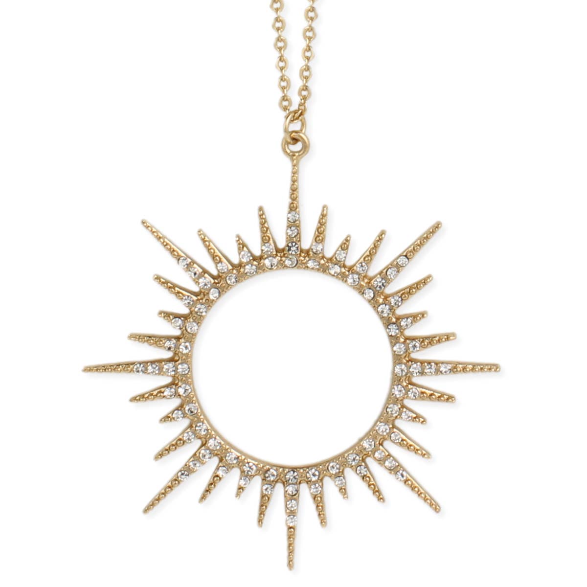 Crystal Sunburst Long Pendant Necklace – alternate product view 2