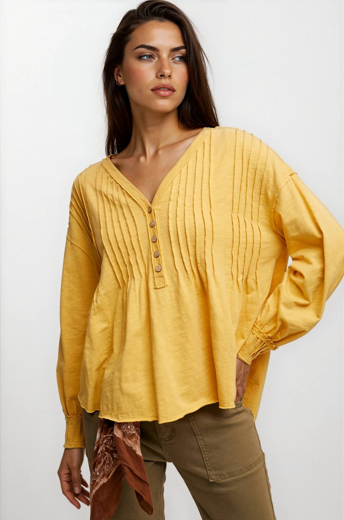 Henley Pintuck Top | House of Caelo®