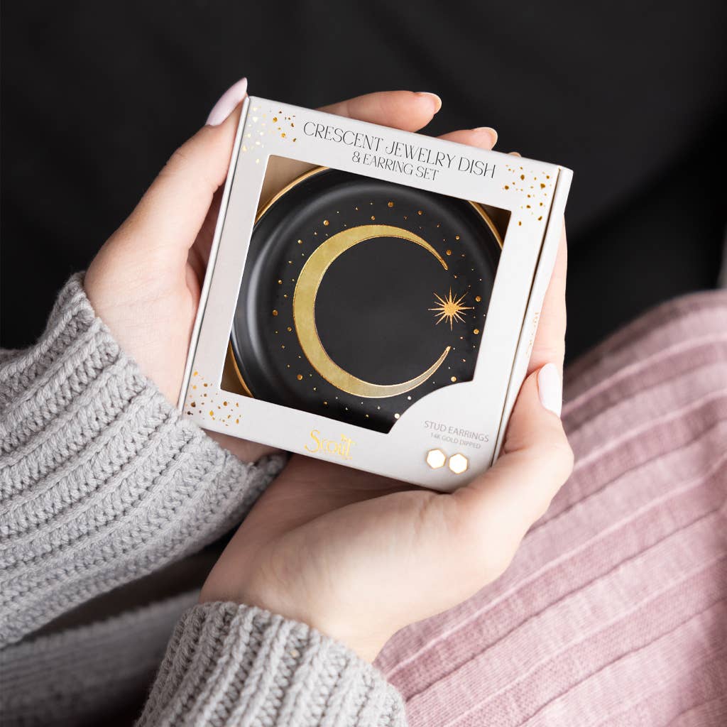 Jewelry Dish & Stud Earring Set - Crescent/Black — alternate product view 3