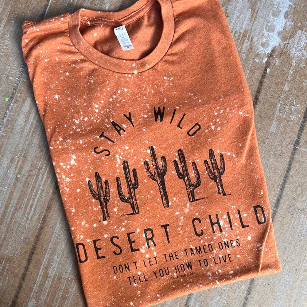 Stay Wild Desert Child Western Bleached Graphic Tee - Fitkitty Culture Athleisure Wear, Yoga Wear &  Women's Clothing