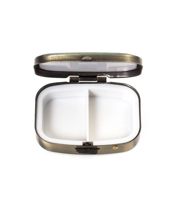 Blue Butterfly & Feather Pill Box