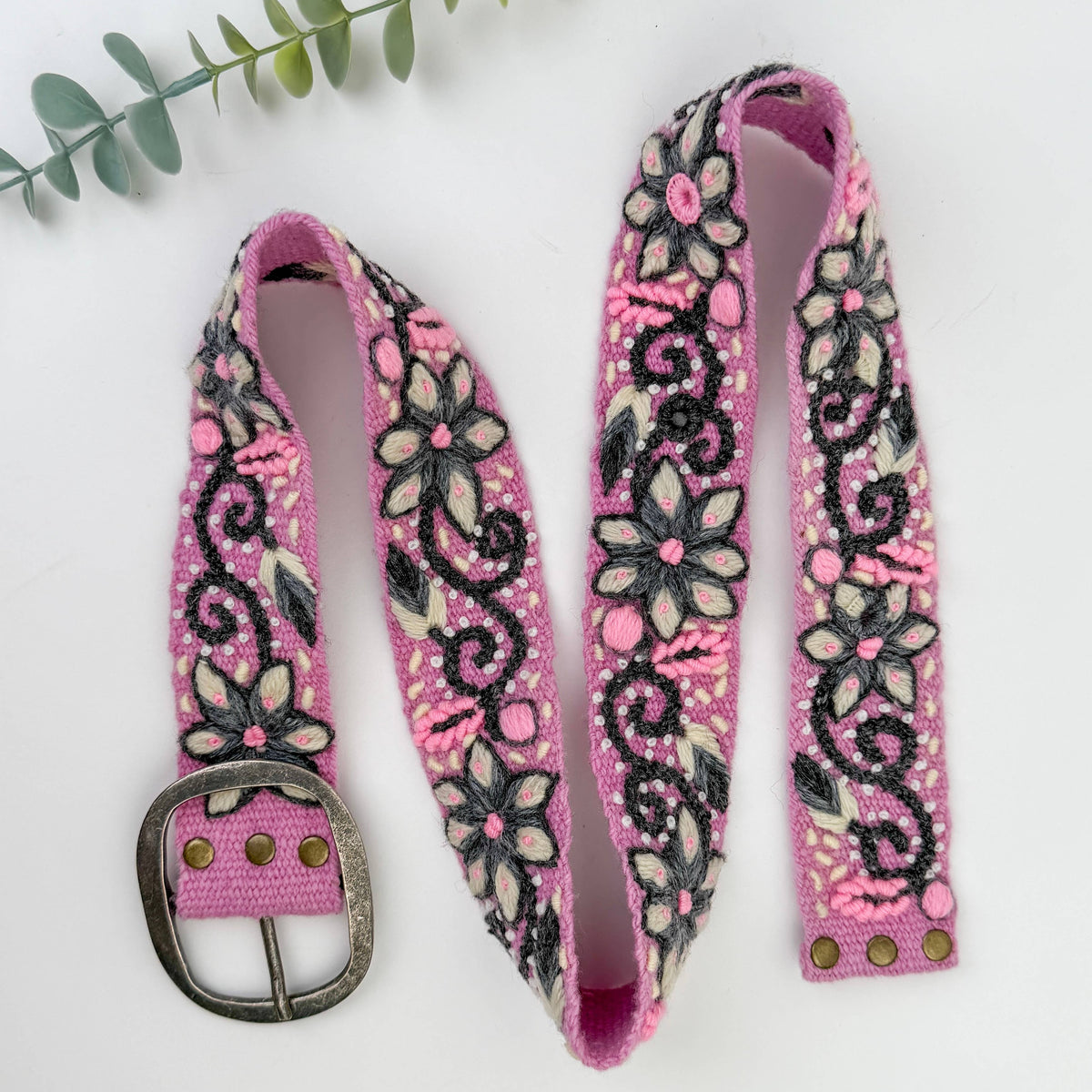 Pink Magnolia Wide Embroidered Belt - Fitkitty Culture Athleisure Wear, Yoga Wear &  Women's Clothing