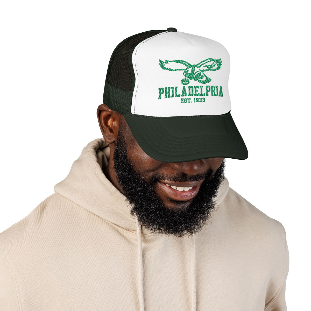 Philadelphia Eagle Trucker Hat - Vintage Green Foam Cap (Est. 1933)