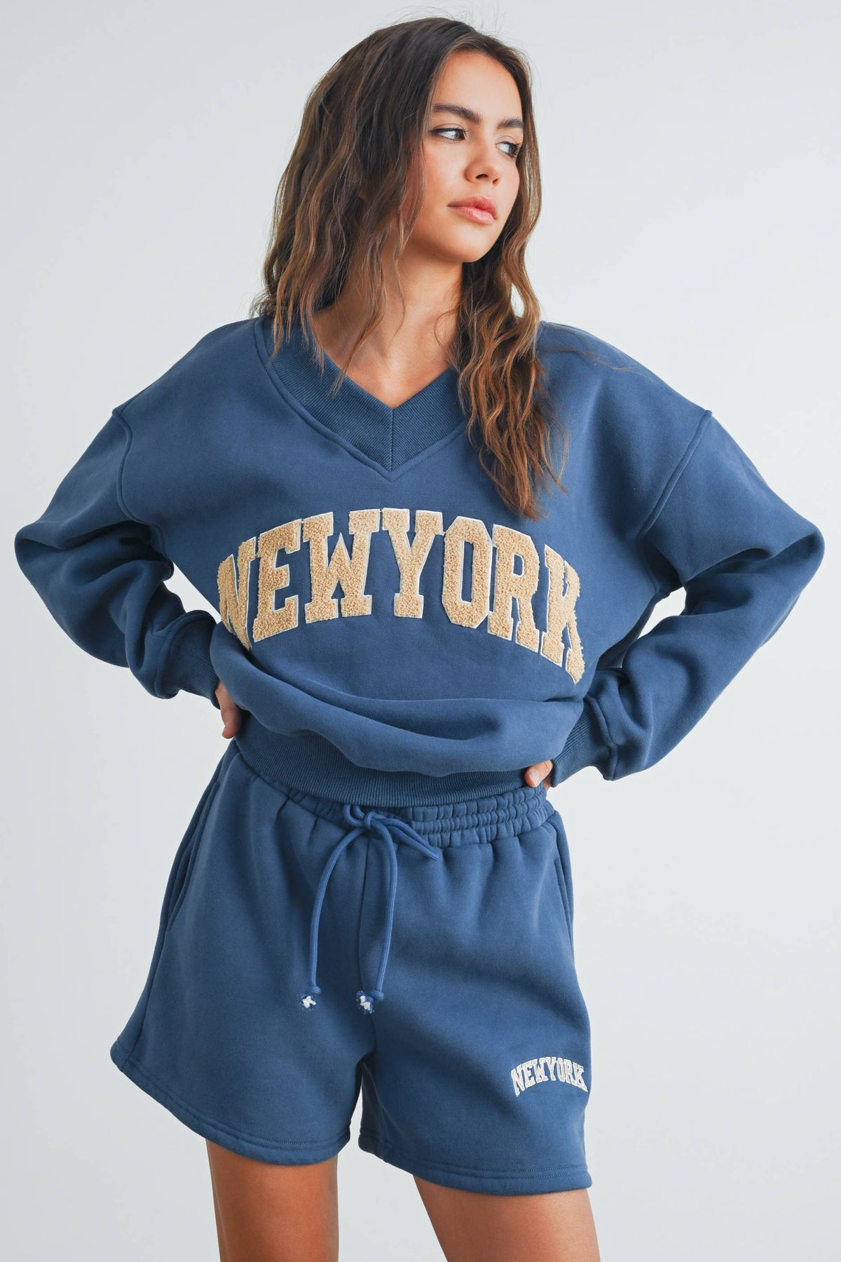 New York V-Neck Sweatshirt - House of Caelo Athleisure Wear, Yoga Wear &  Women's Clothing