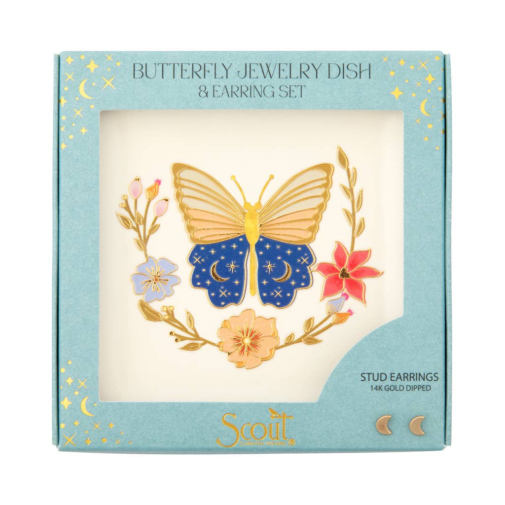 Butterfly Jewelry Dish & Stud Earring Gift Set — main product image