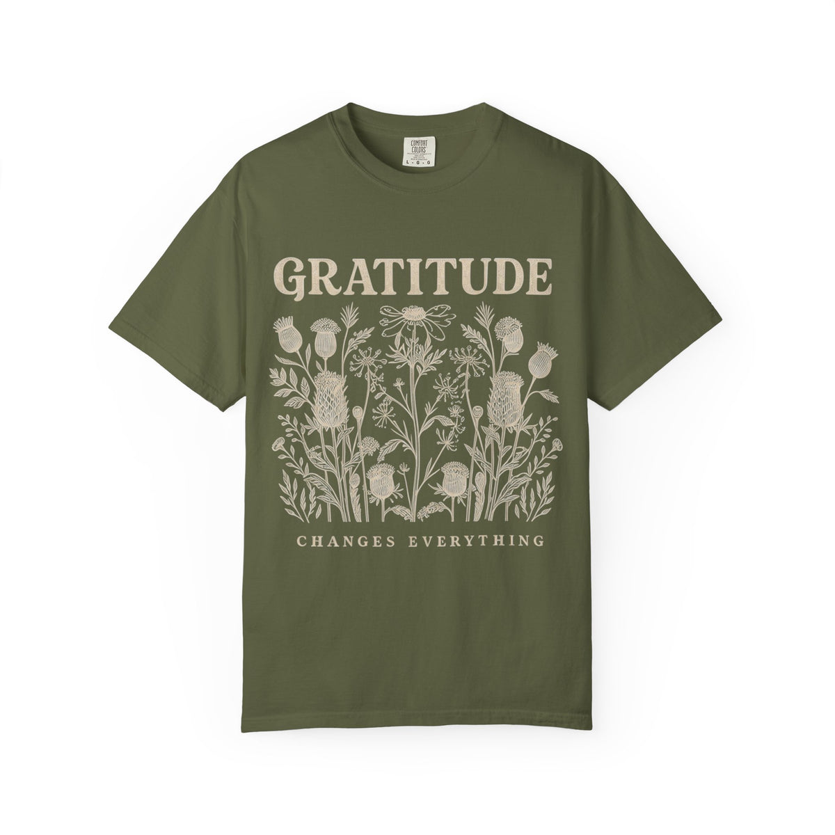 Gratitude Changes Everything Garment-Dyed  Floral Tee