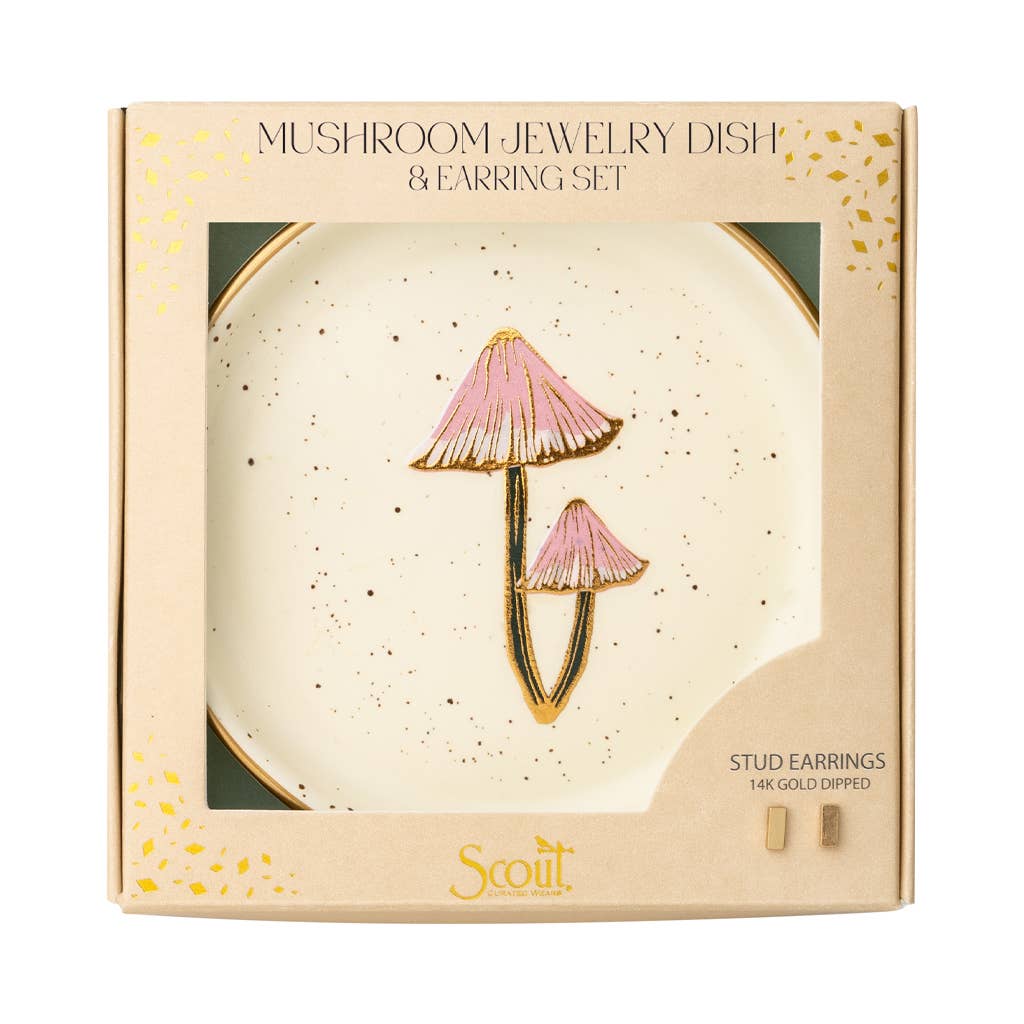 Jewelry Dish & Stud Earring Set - Mushroom/Oatmeal — alternate product view 2