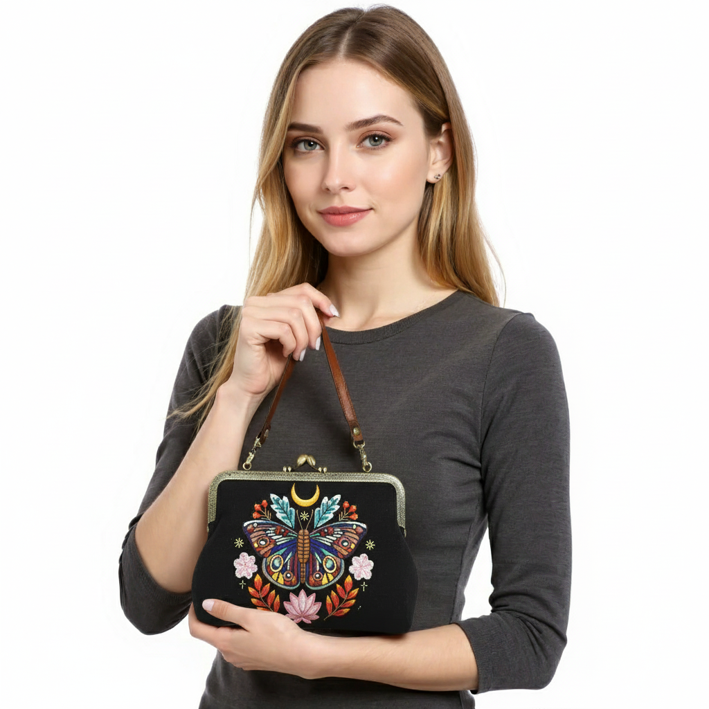 Moon Moth Vintage Kisslock Purse - House of Caelo Athleisure Wear, Yoga Wear &  Women's Clothing