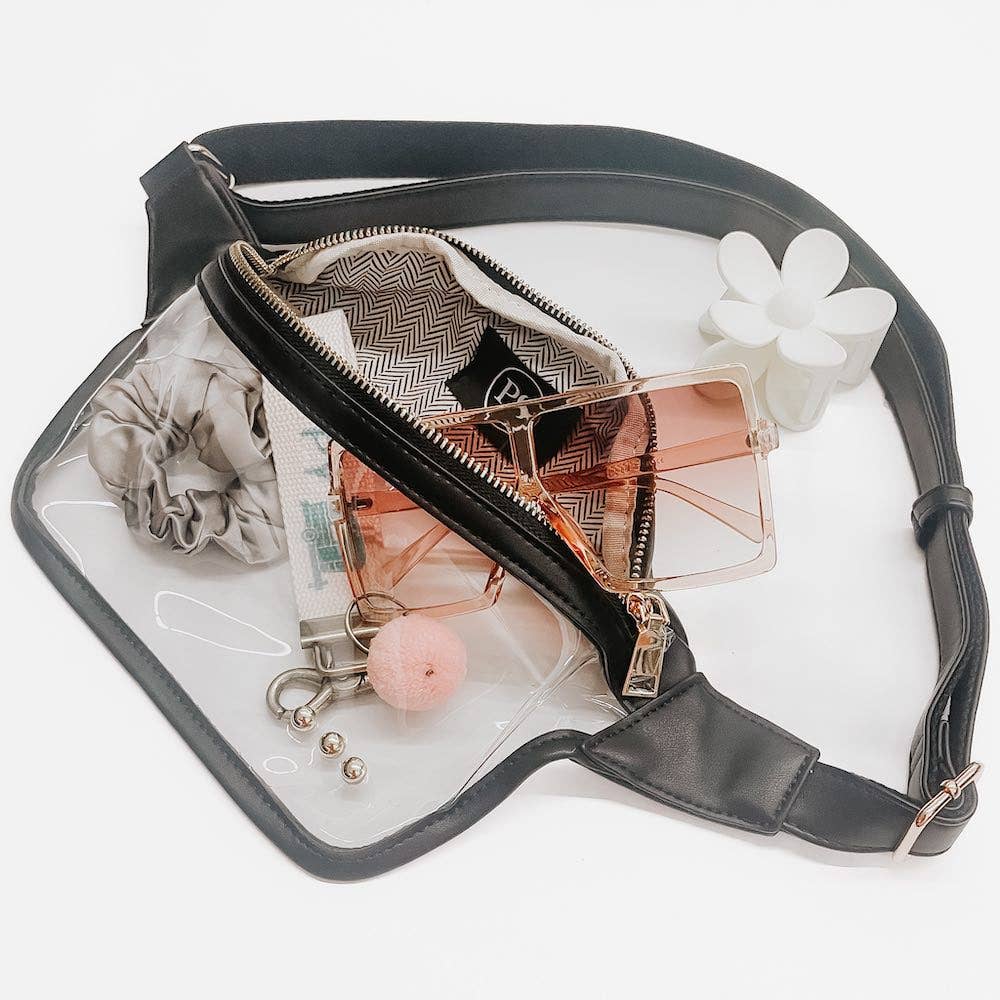 Clara black clear bum bag interior capacity