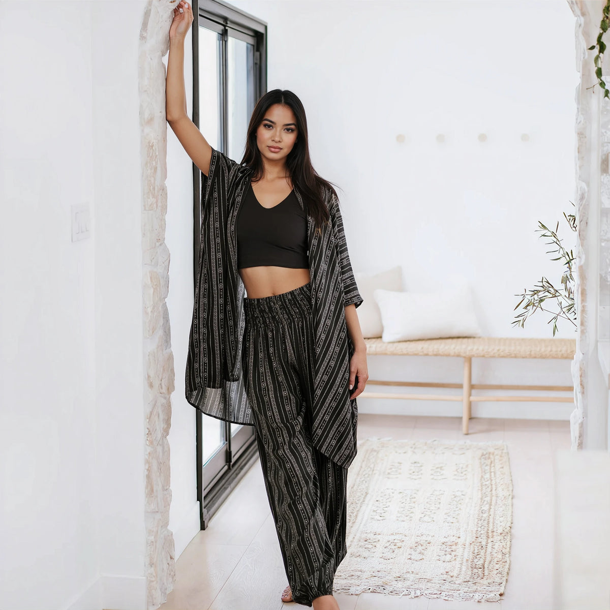 Akha Tribal Print Harem Pants with Pockets — alternate product view 6