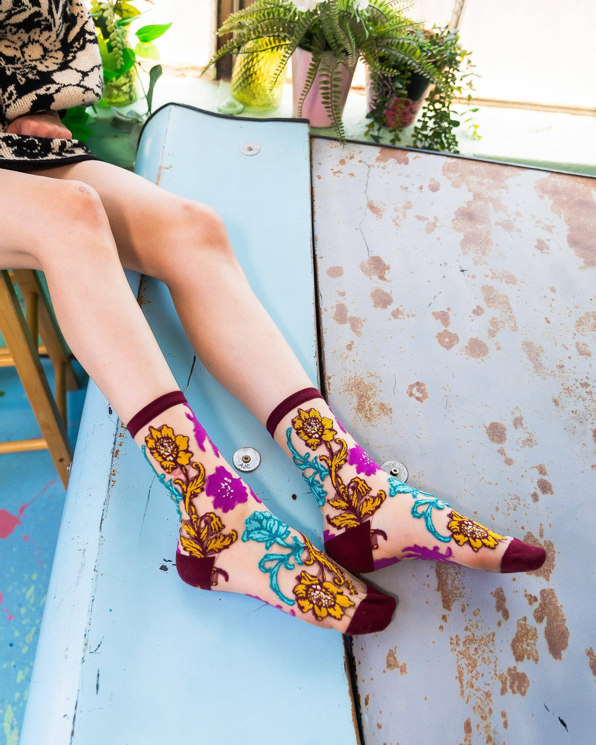 Sock Candy Gem Garden Sheer Crew Sock
