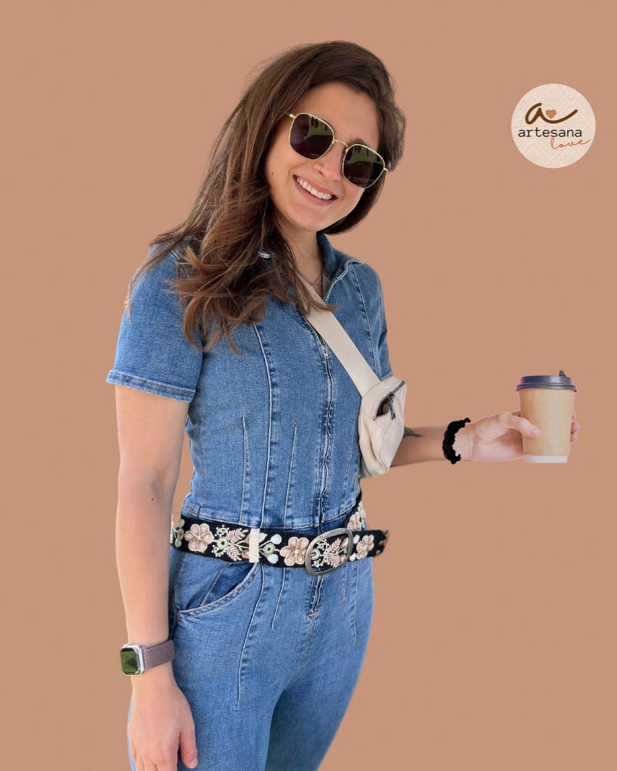 Cappuccino Wide Embroidered Belt - Fitkitty Culture Athleisure Wear, Yoga Wear &  Women's Clothing