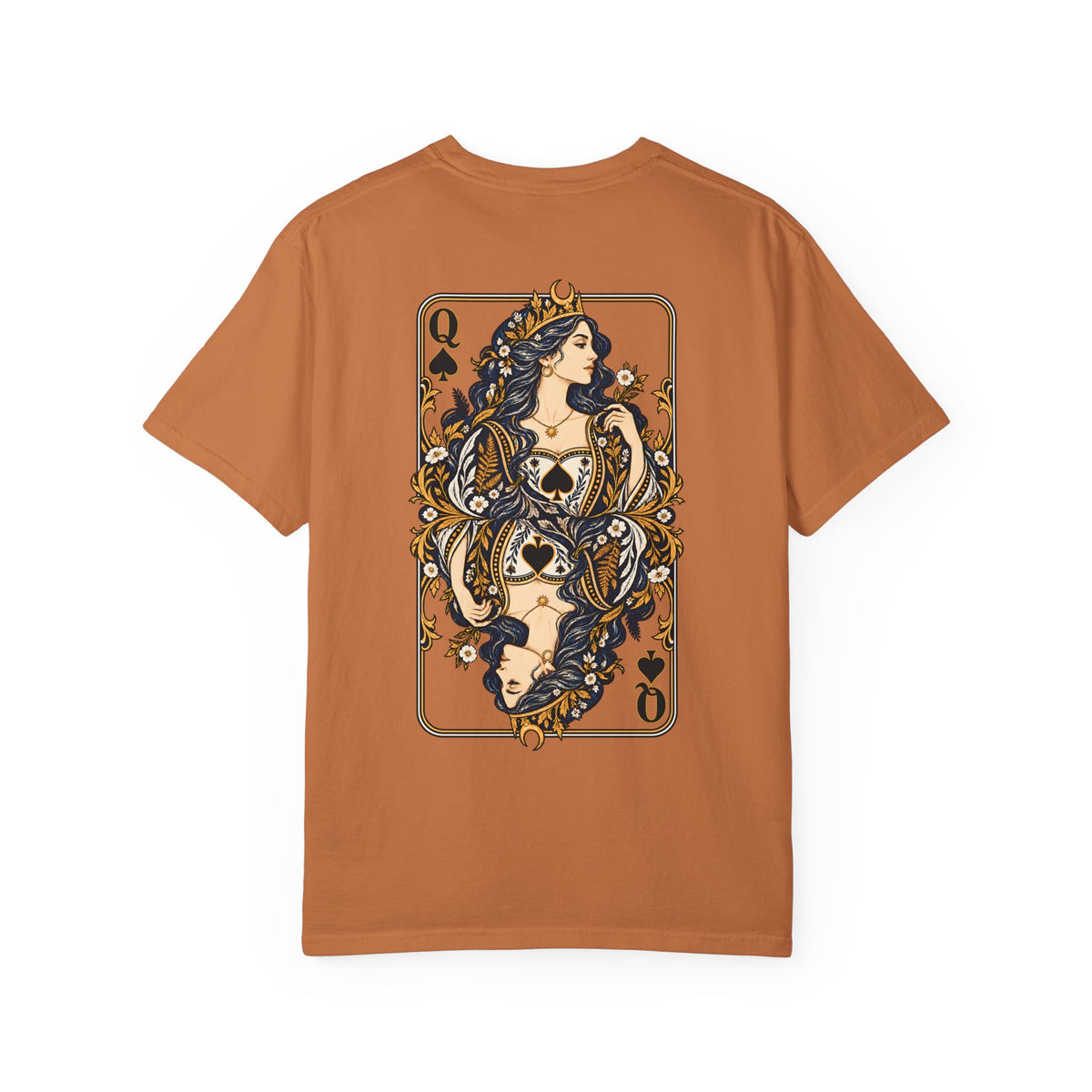 Queen of Spades Tee | Celestial Playing Card Back Print Garment-Dyed T-Shirt