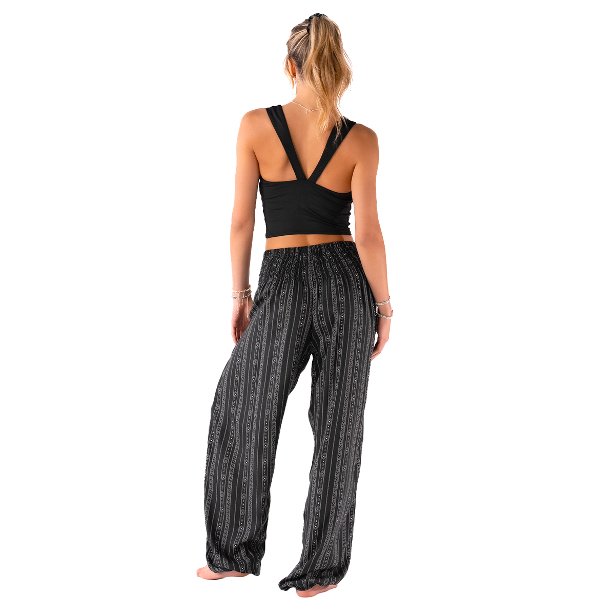Akha Tribal Print Harem Pants with Pockets — alternate product view 9