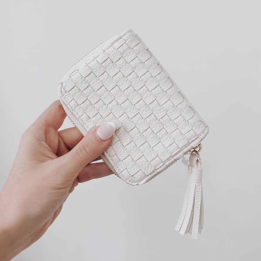 Woven Wynona crossbody wallet with boho festival detail