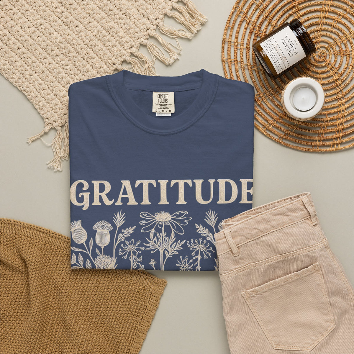 Gratitude Changes Everything Garment-Dyed  Floral Tee