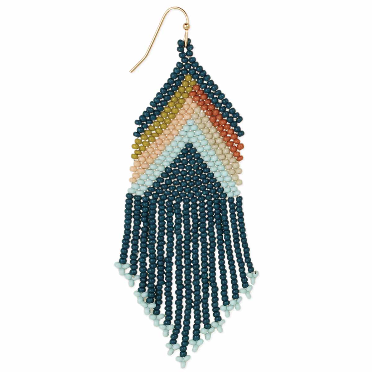 Retro Revolution Teal Seed Bead Fringe Earrings, Accessories, ZAD, House of Caelo Athleisure Wear, Yoga Wear &  Women's Clothing
