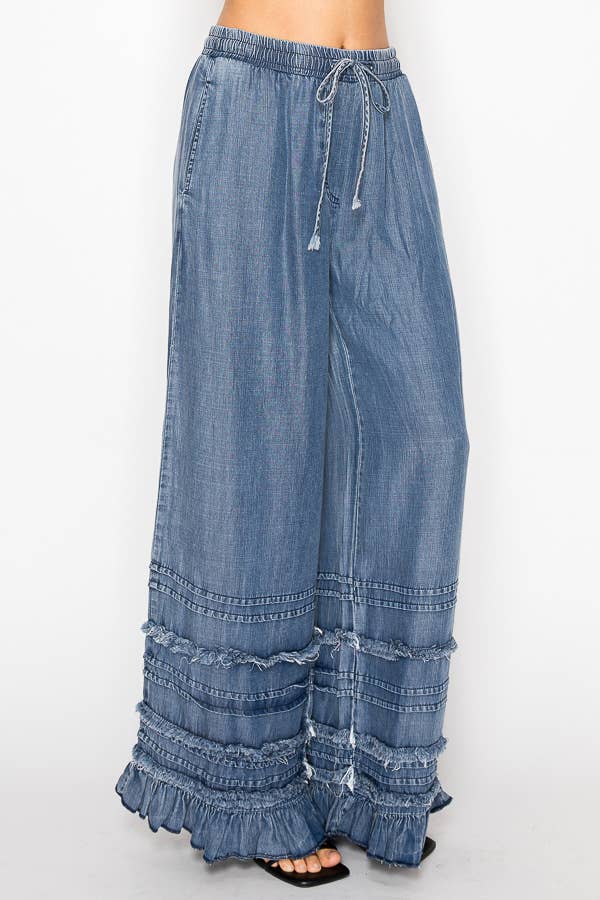 Free Spirit Tiered Chambray Palazzo Pants — alternate product view 3