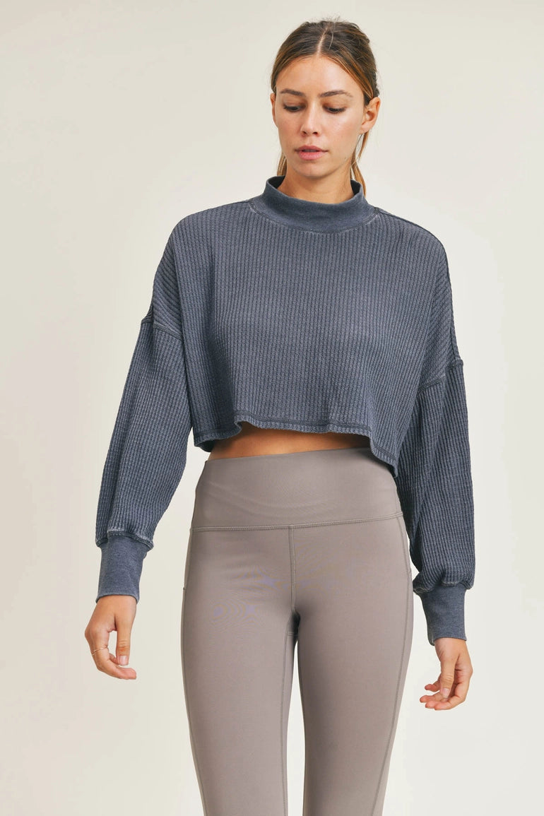 Waffled Mineral-Washed Cropped Top, Clothing, House of Caelo Athleisure Wear, Yoga Wear & Leggings, House of Caelo Athleisure Wear, Yoga Wear &  Women's Clothing