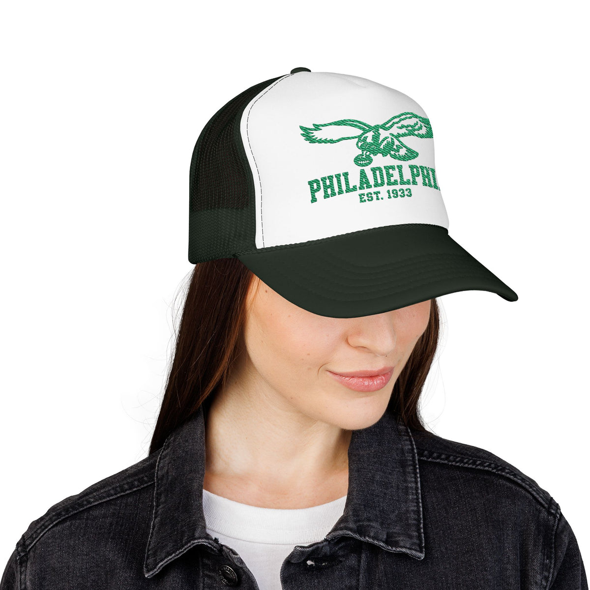 Philadelphia Eagle Trucker Hat - Vintage Green Foam Cap (Est. 1933)