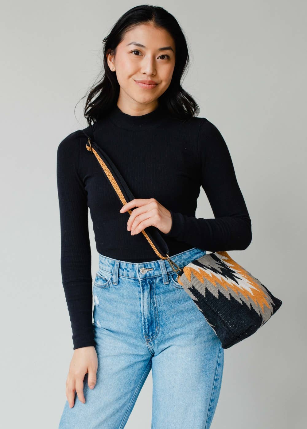 Black, Gray, Mustard & Cream Aztec Crossbody - House of Caelo Athleisure Wear, Yoga Wear &  Women's Clothing