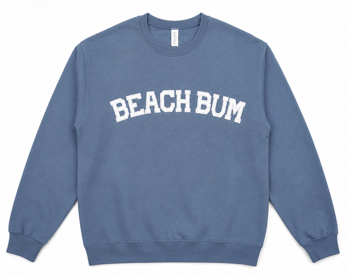Beach Bum Varsity Patch Crewneck Sweatshirt, view 2 | Fitkitty Culture®