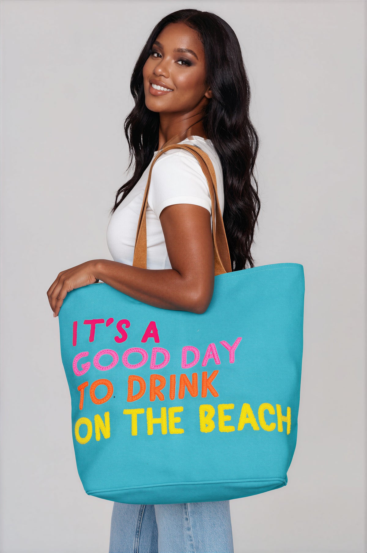 Blue Drink On The Beach Tote - Fitkitty Culture Athleisure Wear, Yoga Wear &  Women's Clothing