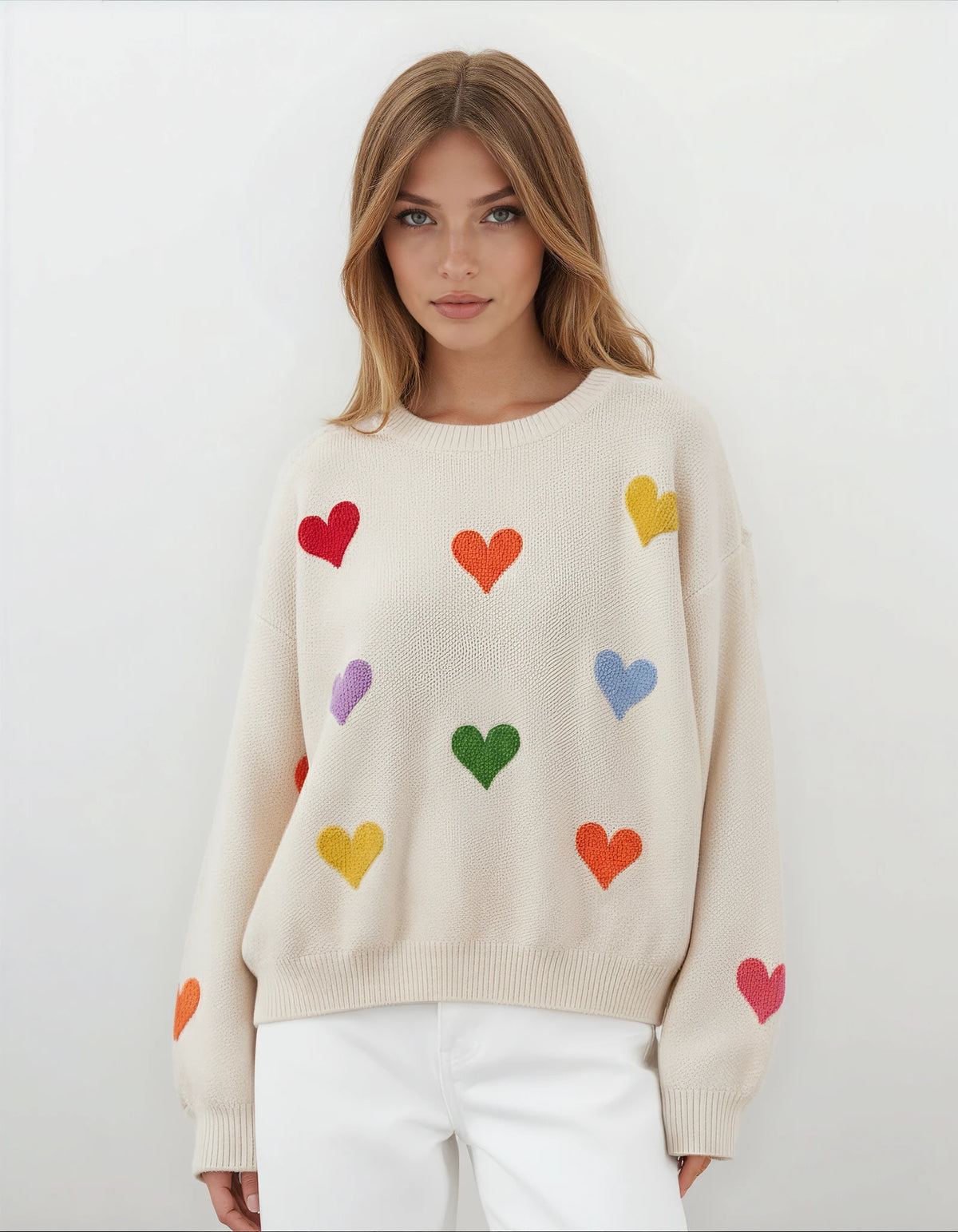Happy Hearts Knit Sweater - House of Caelo Athleisure Wear, Yoga Wear &  Women's Clothing