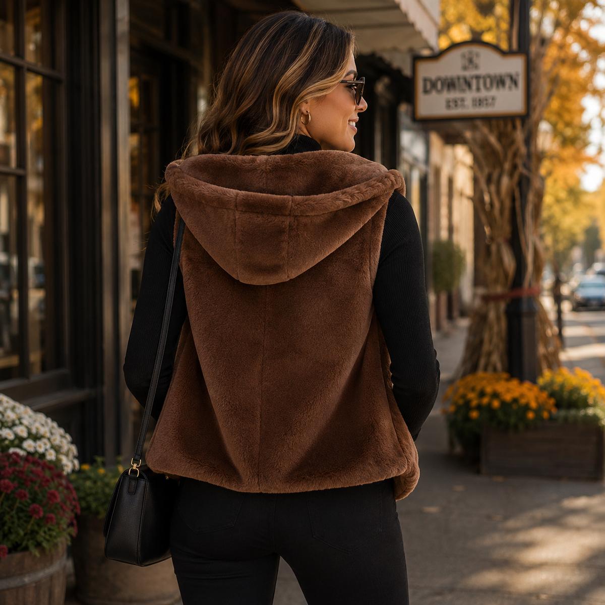 The Cozy Season Faux Fur Vest, view 2 | Fitkitty Culture®