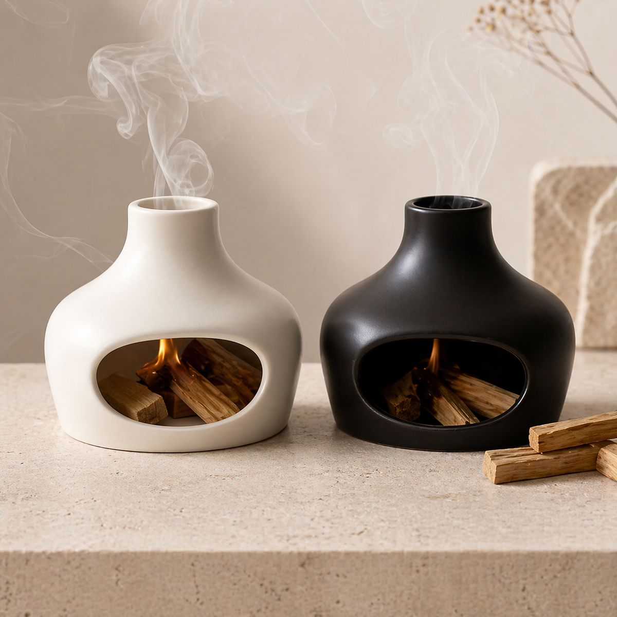 Serene Flame Ceramic Palo Santo Burner — alternate product view 2