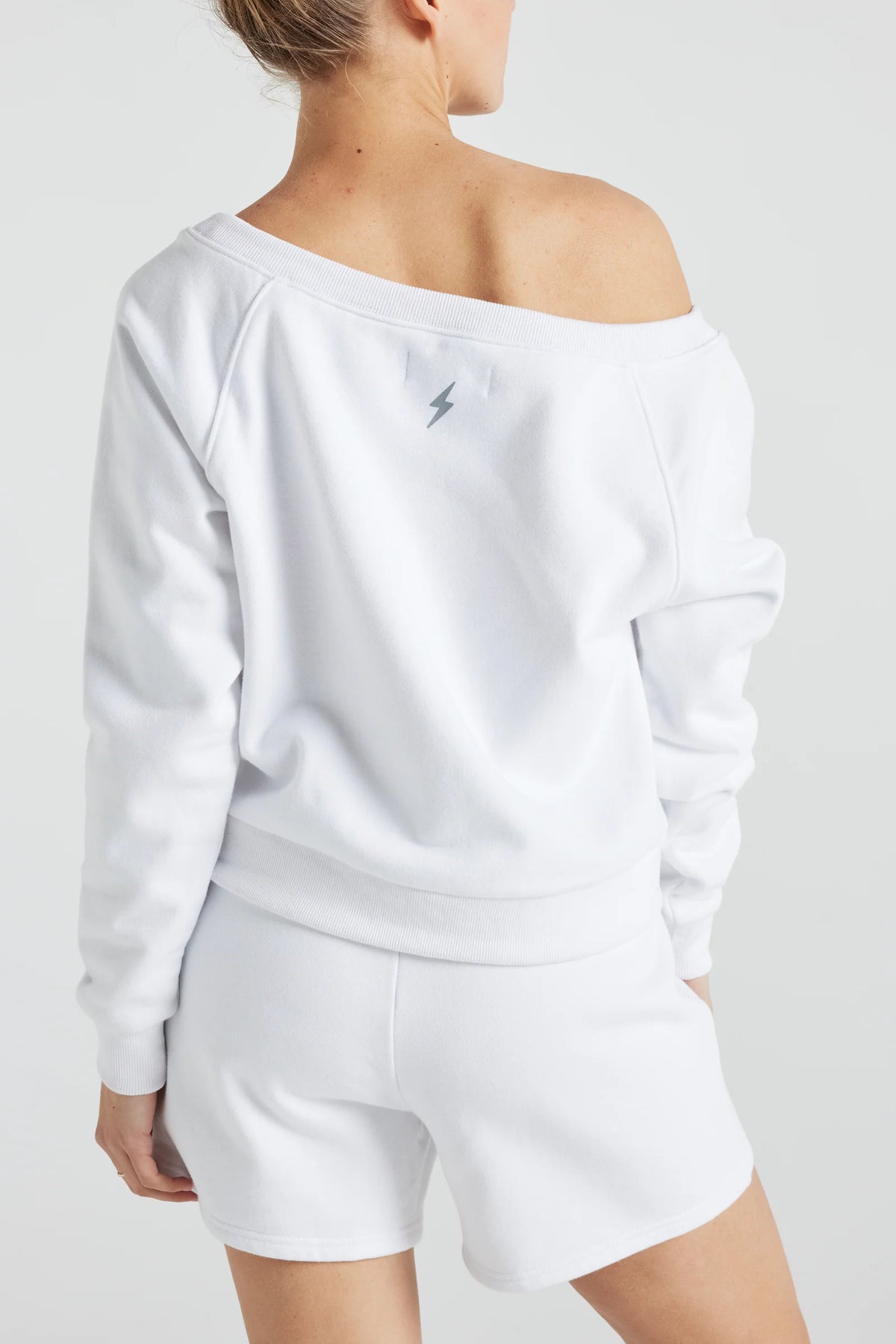 Off Shoulder Sweatshirt in White, Clothing, Electric Yoga, House of Caelo Athleisure Wear, Yoga Wear &  Women's Clothing