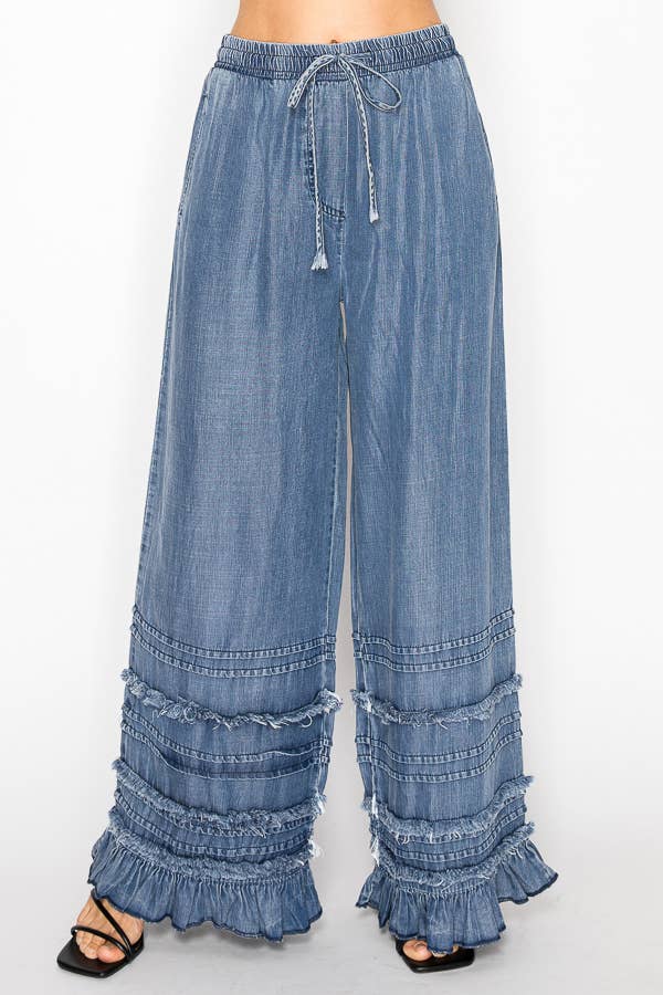 Free Spirit Tiered Chambray Palazzo Pants — alternate product view 2