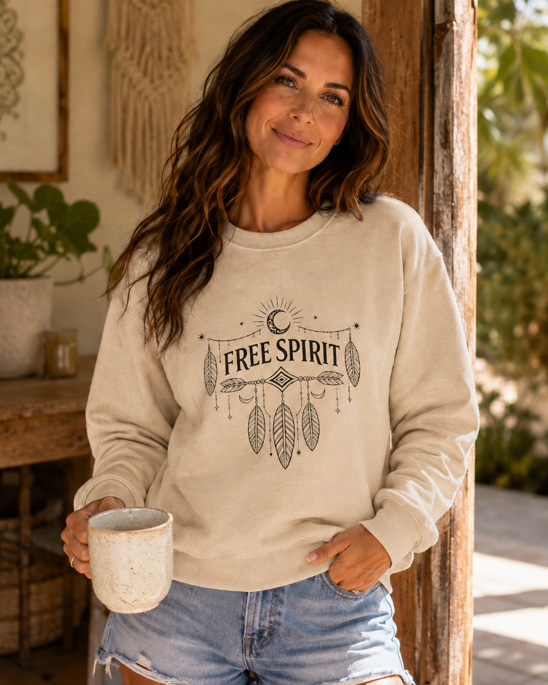 Free Spirit Dreamcatcher Crewneck Sweatshirt — alternate product view 3