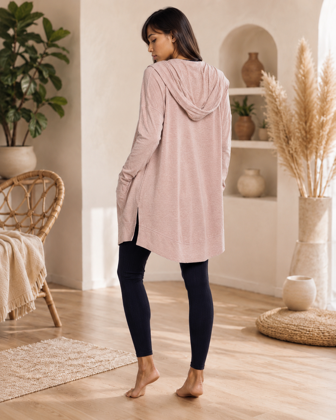 Cozy Hooded Cardigan with Pockets, view 3 | House of Caelo®