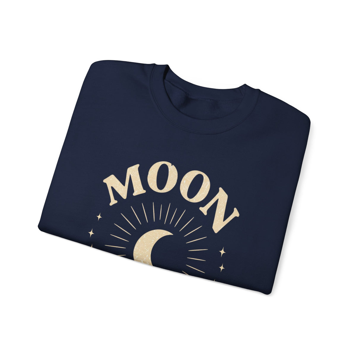 Navy Front Moon Tribe Sweatshirt folded