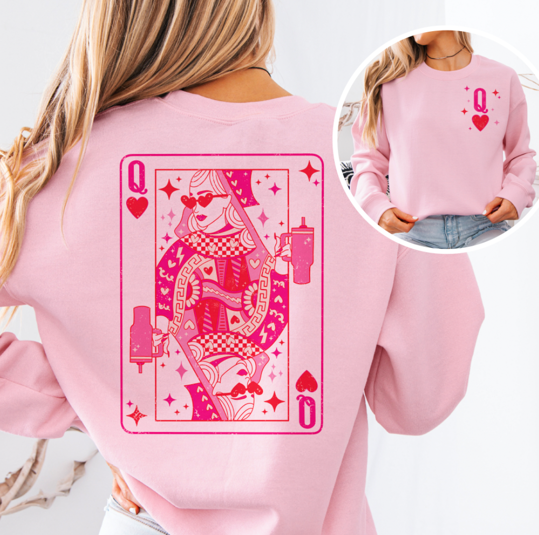 Queen of Hearts Graphic Fleece Sweatshirt - House of Caelo Athleisure Wear, Yoga Wear &  Women's Clothing